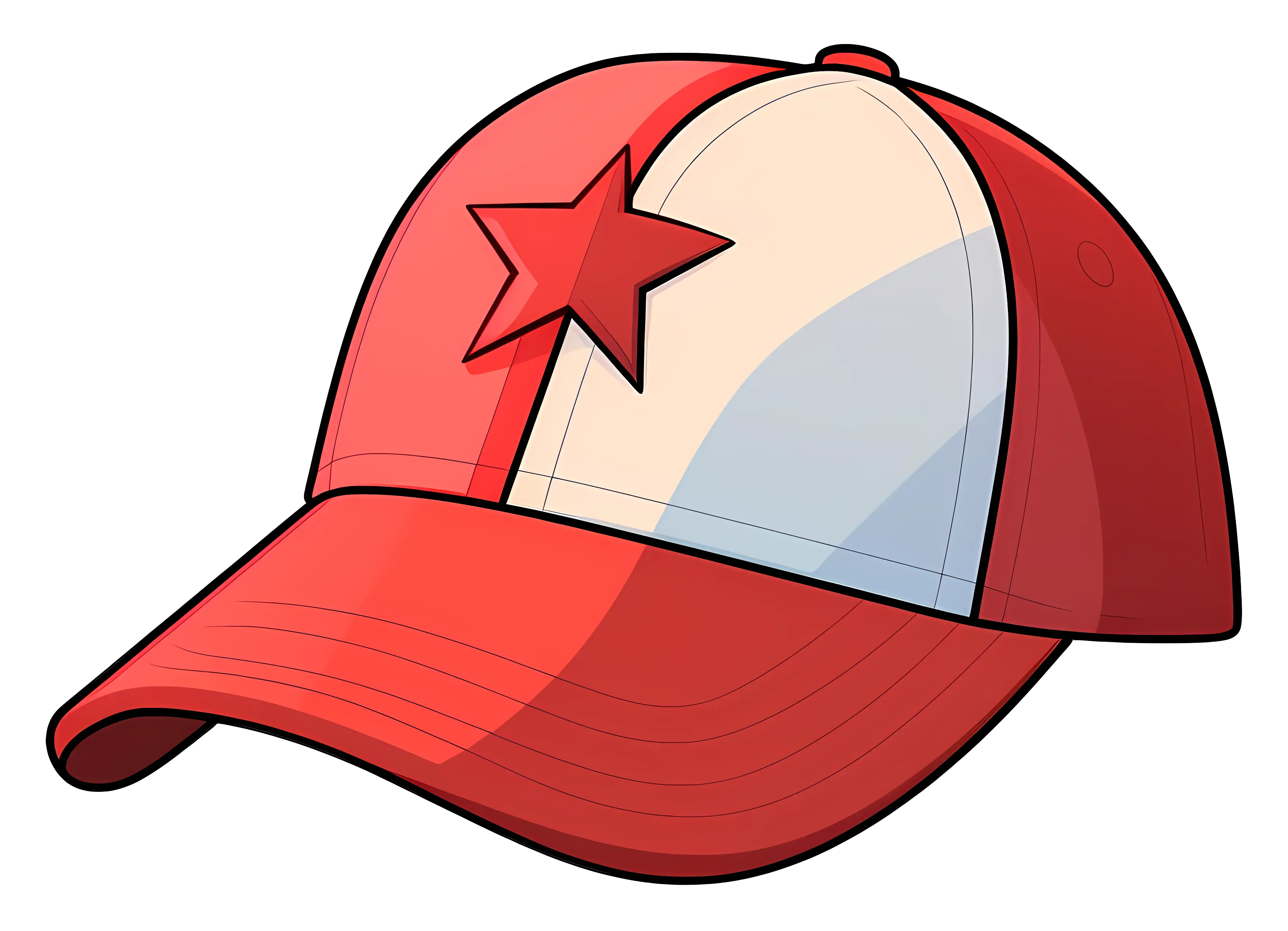 Red and White Cap with Star Design