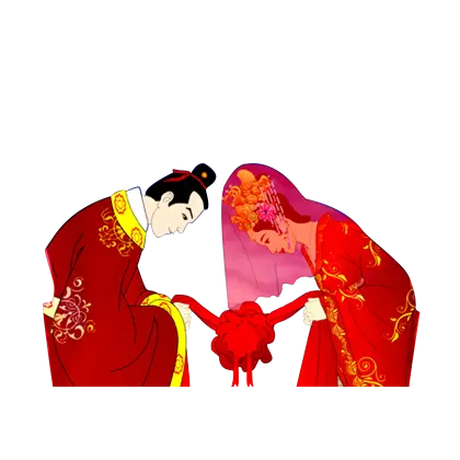 Traditional Wedding Couple in Red Attire