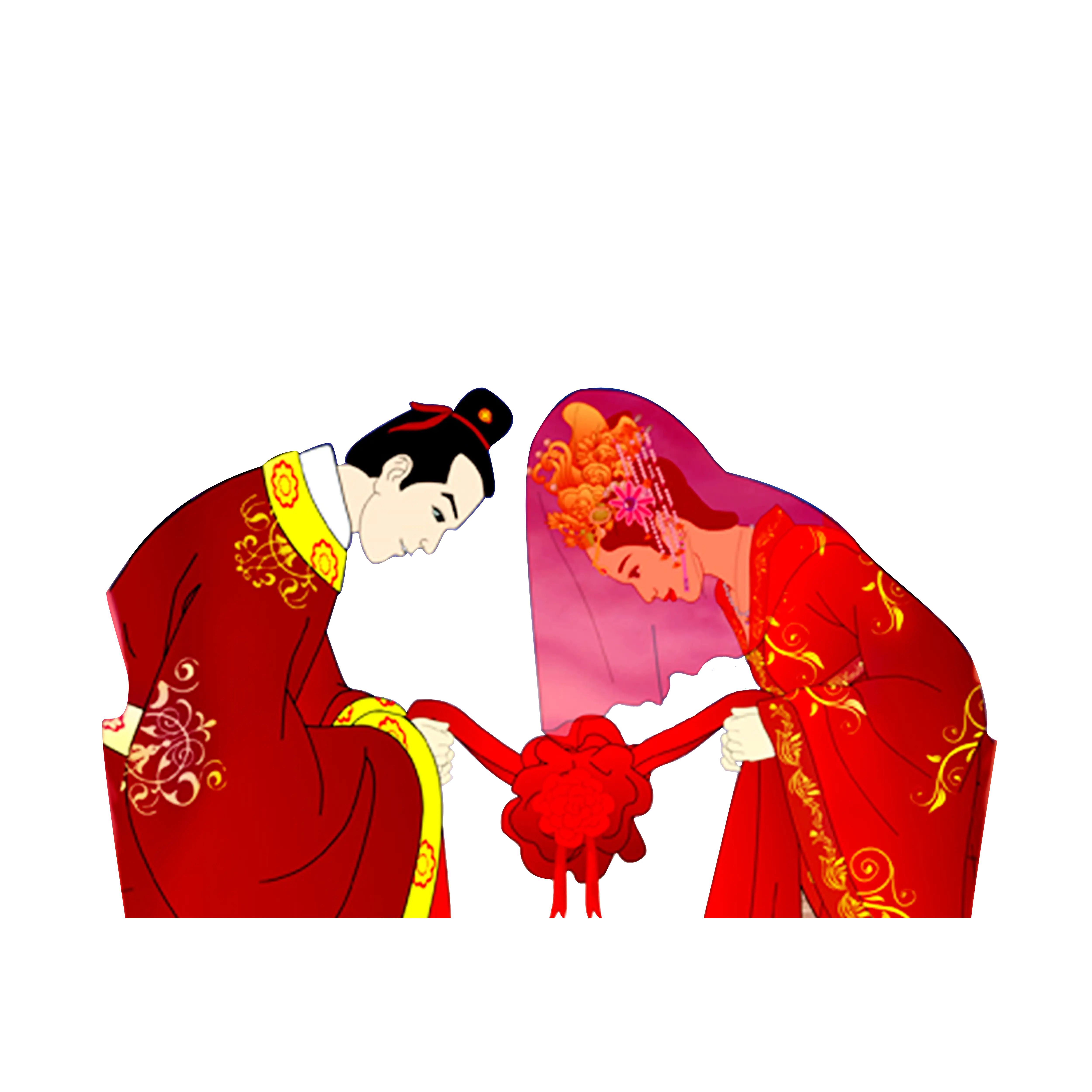 Traditional Wedding Couple in Red Attire