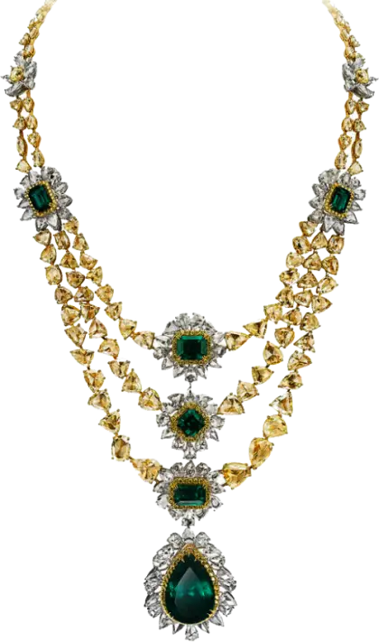 Gold and Emerald Gemstone Necklace