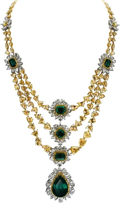 Gold and Emerald Gemstone Necklace