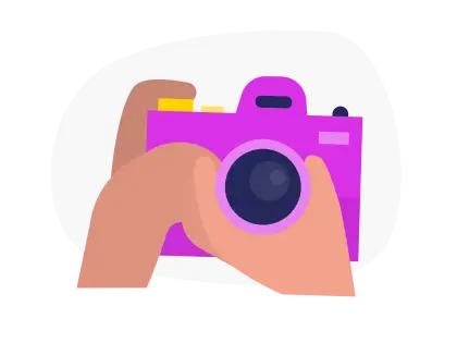 Pink Camera Held by Hands