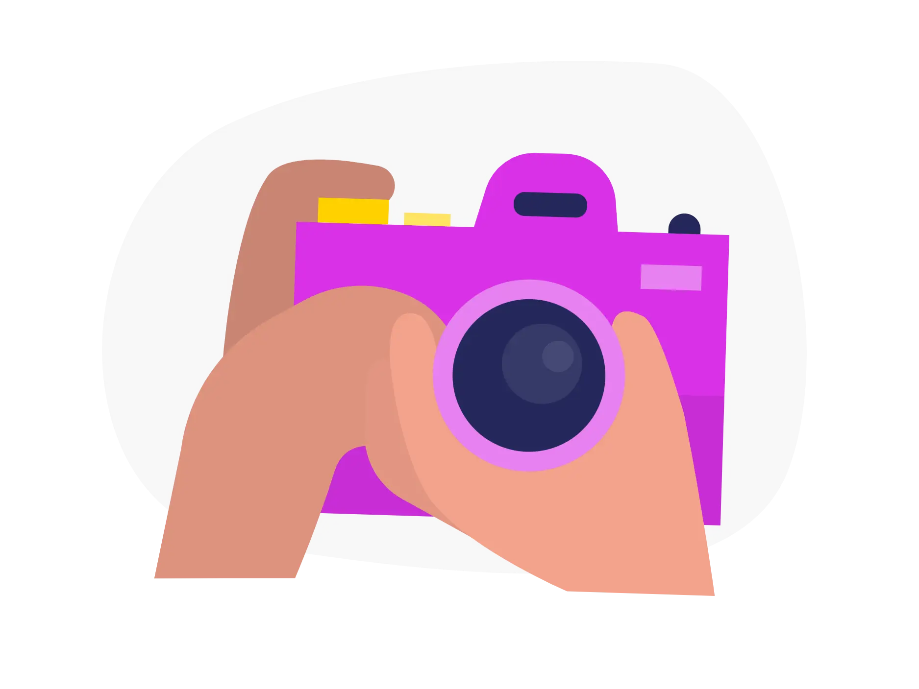 Pink Camera Held by Hands