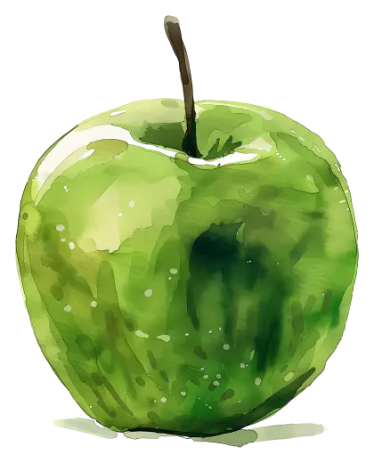 Juicy Green Apple in Watercolor Style