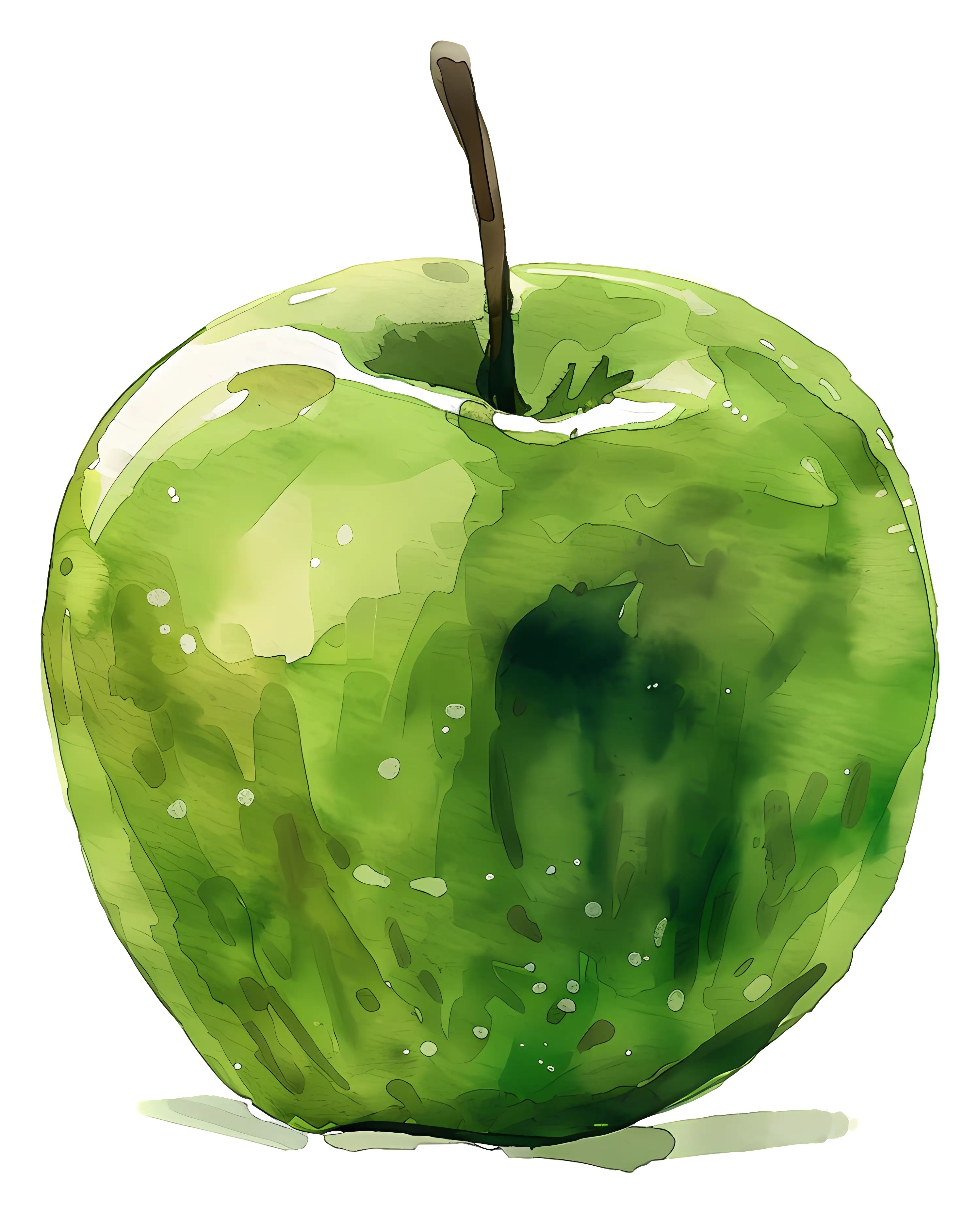 Juicy Green Apple in Watercolor Style