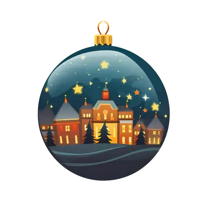 Christmas Ornament with Festive Village Scenery