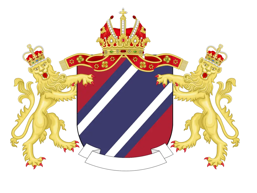 Royal Coat of Arms with Crown and Lions Illustration