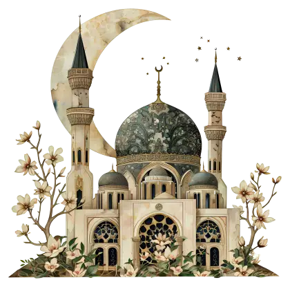 Beautiful Mosque with Crescent Moon