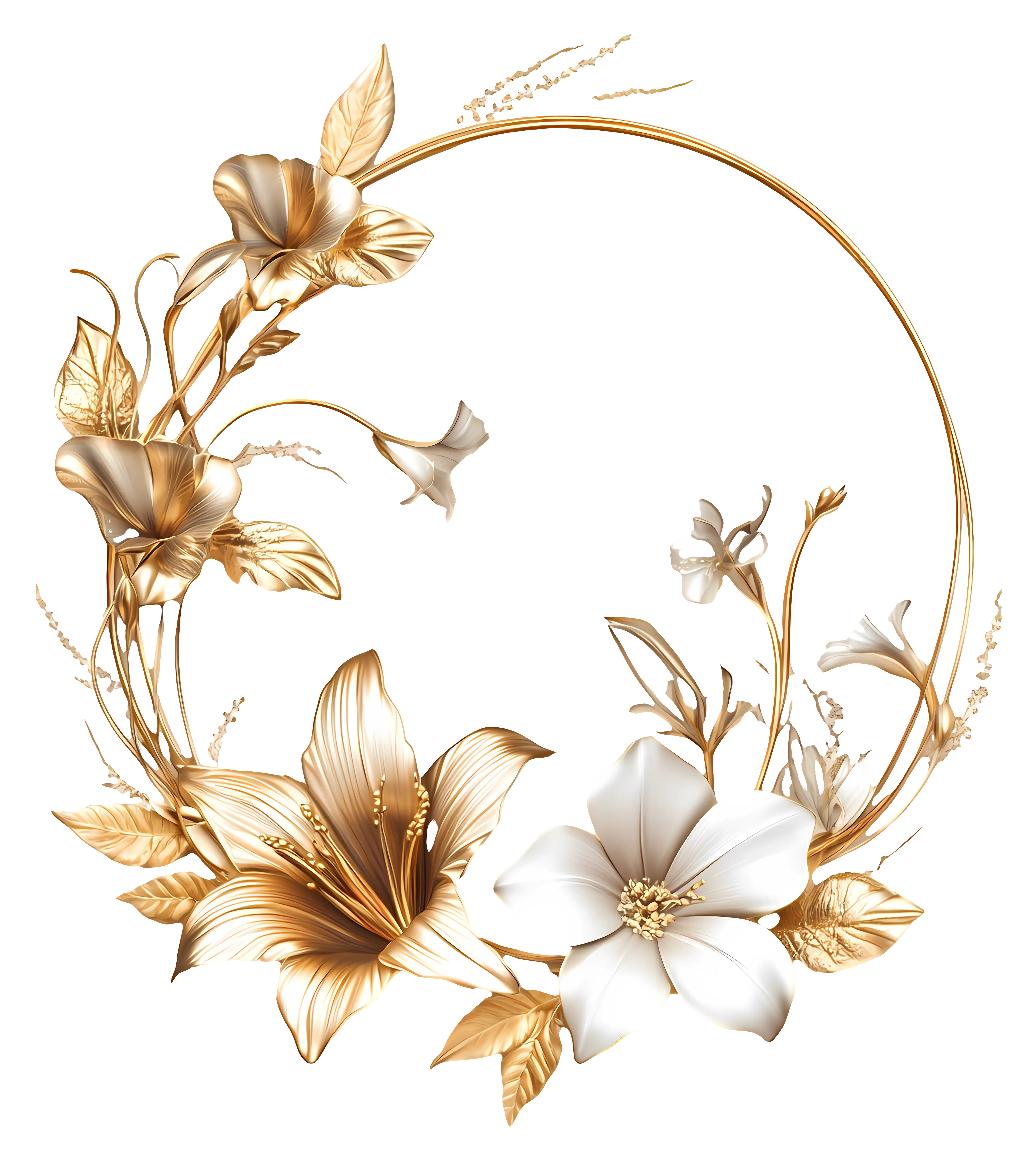 Elegant Gold Floral Wreath