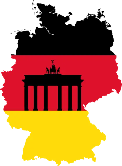 Germany Map Silhouette with National Flag