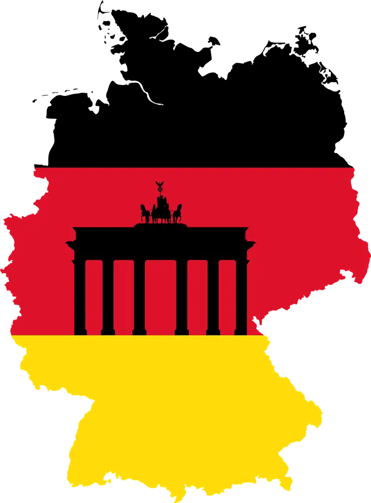 Germany Map Silhouette with National Flag