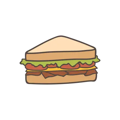 Cartoon Sandwich with Lettuce and Cheese Layers