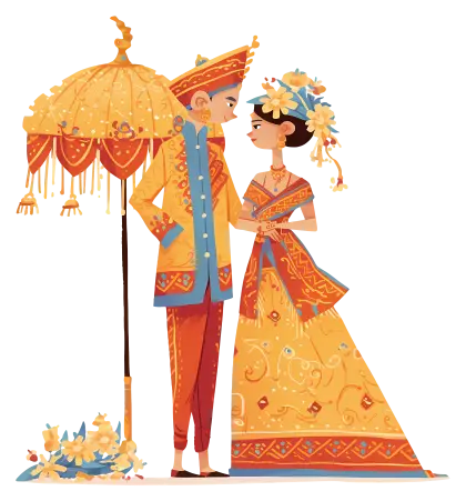 Traditional Wedding Ceremony with Decorative Umbrella