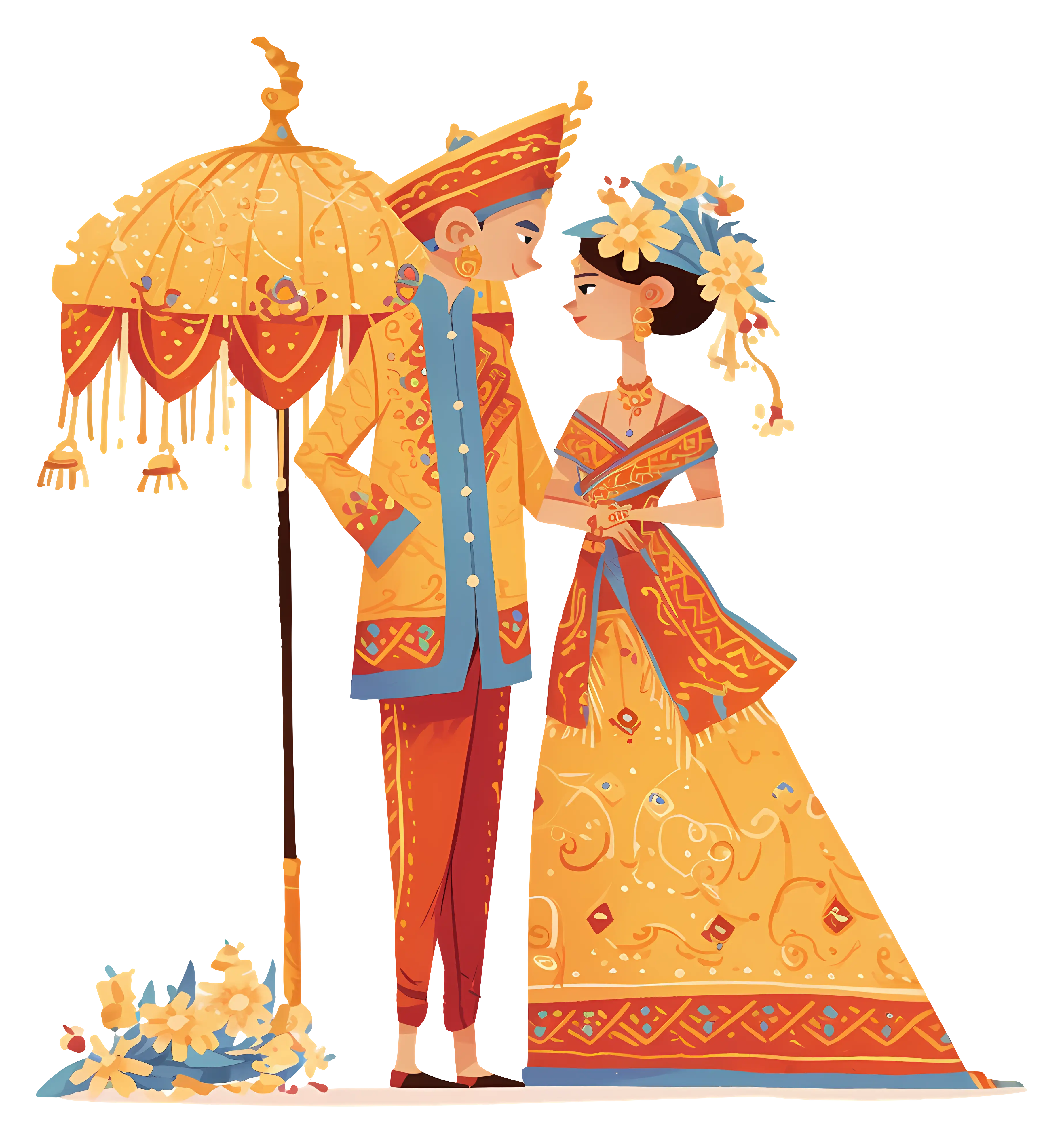 Traditional Wedding Ceremony with Decorative Umbrella