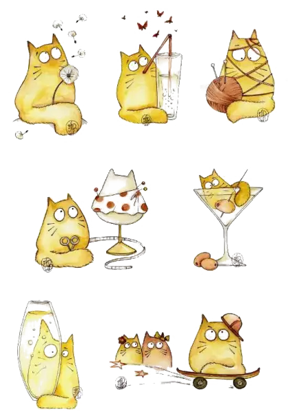 Yellow Cats in Various Activities