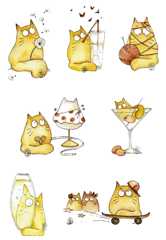 Yellow Cats in Various Activities