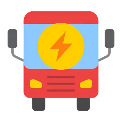 Red Eco-Friendly Electric Bus Illustration