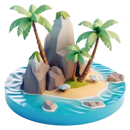 Tropical Island Surrounded by Blue Waters