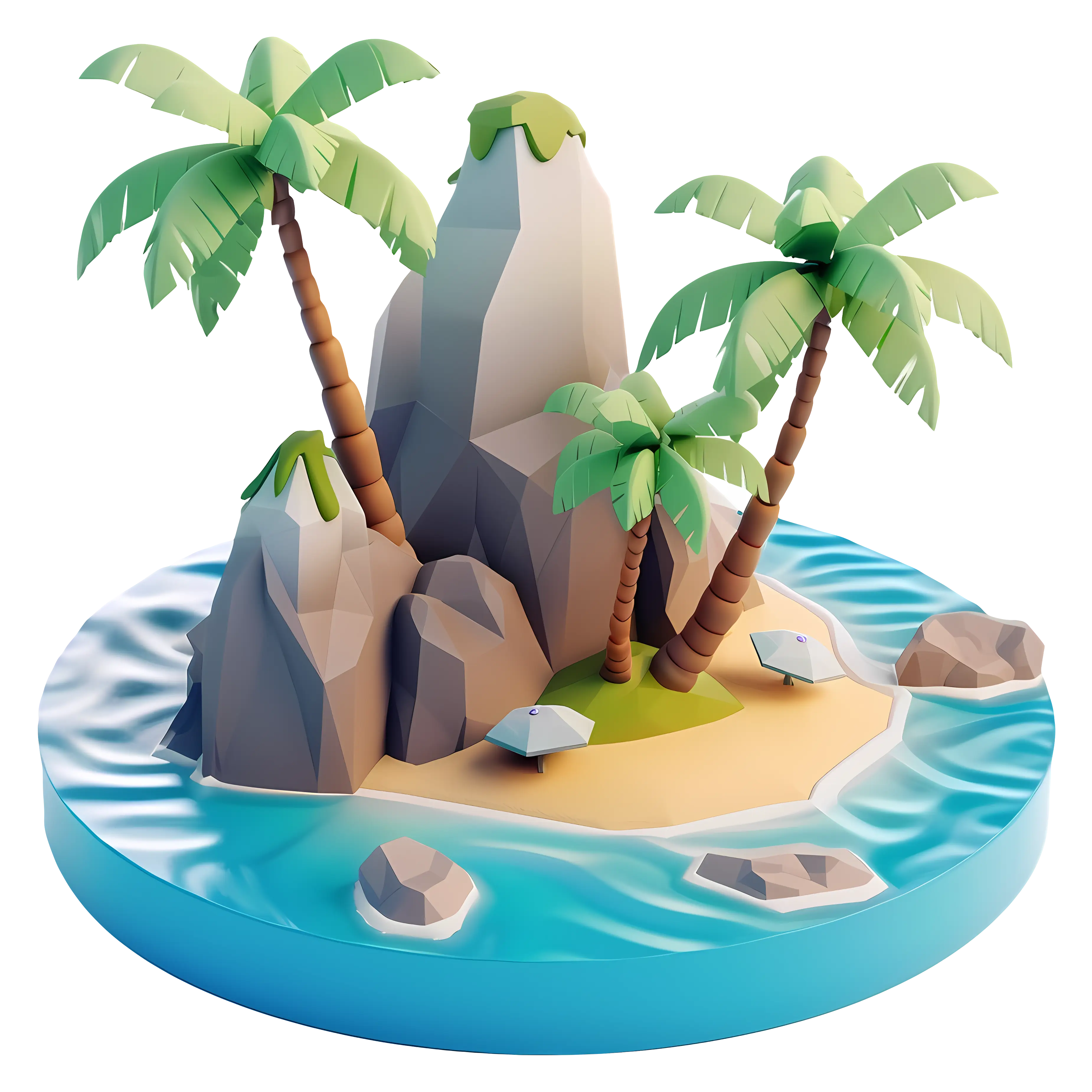 Tropical Island Surrounded by Blue Waters