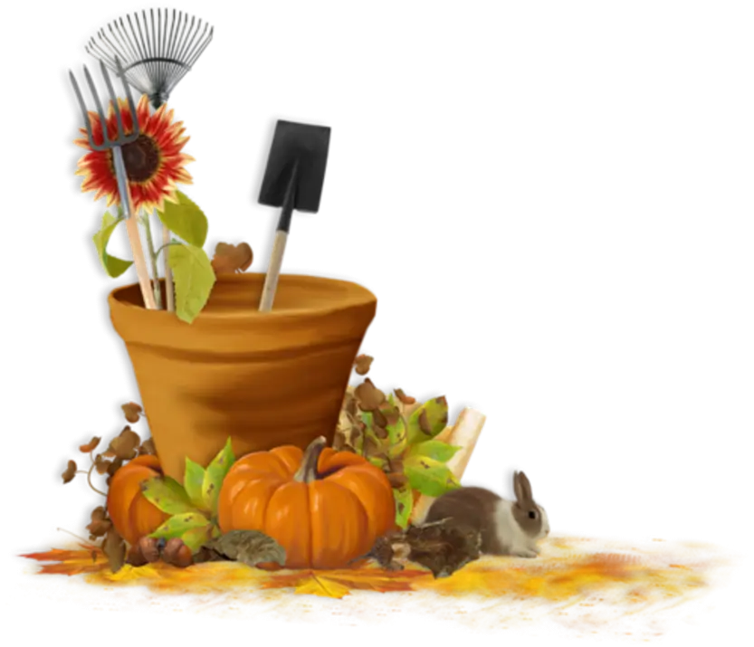 Garden Tools with Autumn Decorations