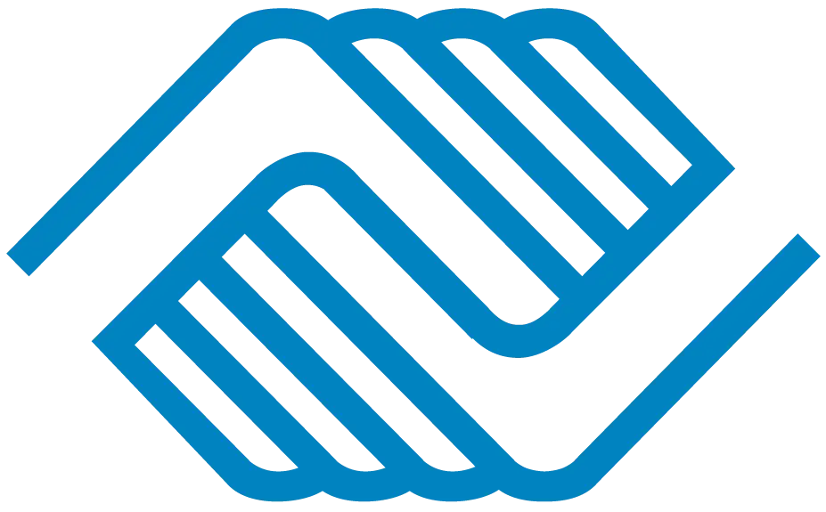 Blue Handshake Logo Representing Collaboration