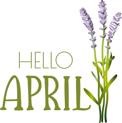 Hello April Text with Flowers
