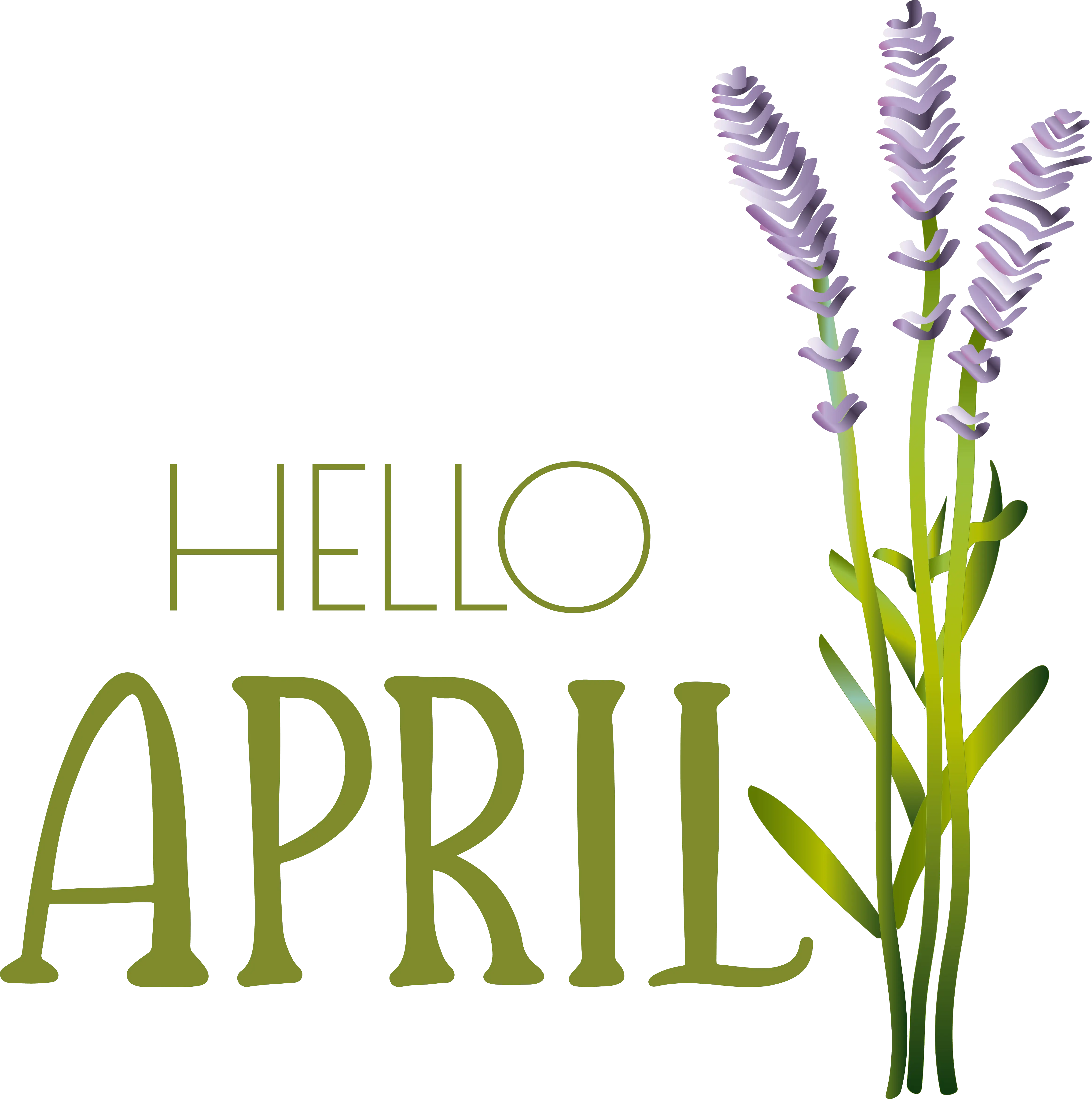 Hello April Text with Flowers
