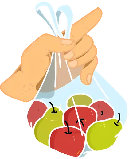 Hand Holding a Bag of Apples