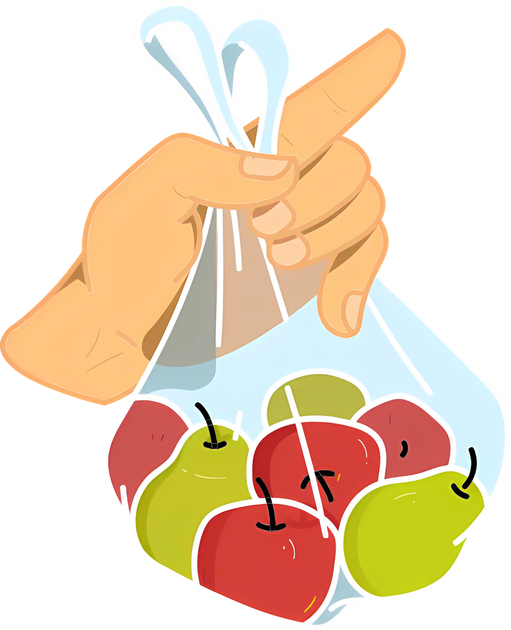 Hand Holding a Bag of Apples