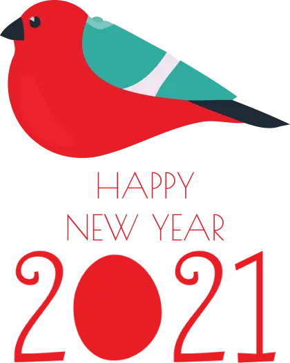 Bird Illustration with Happy New Year 2021 Greeting