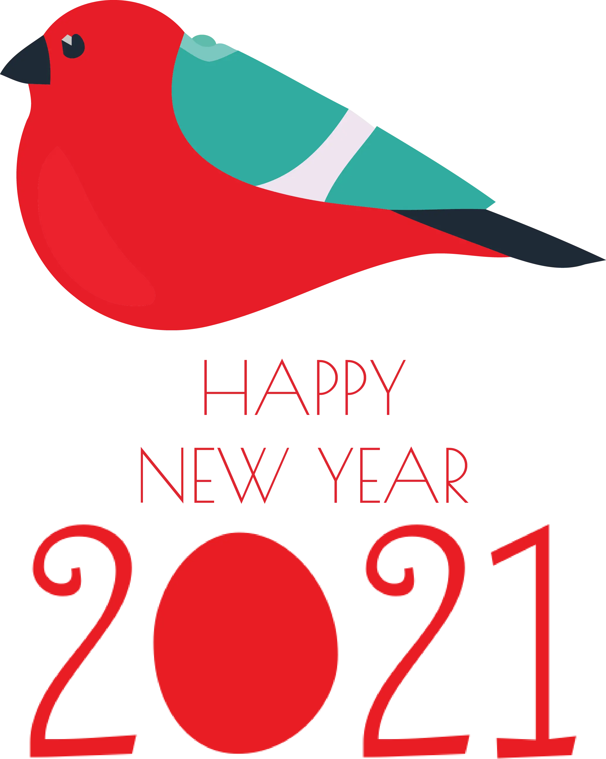 Bird Illustration with Happy New Year 2021 Greeting