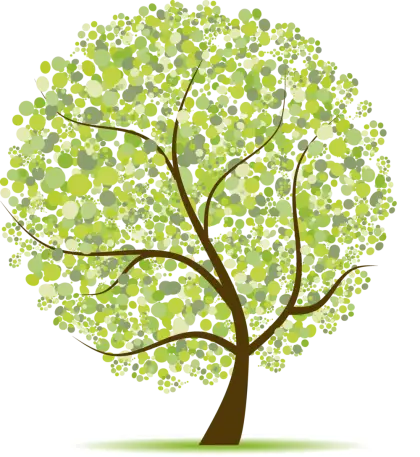 Green Tree with Circle-Like Leaves Illustration