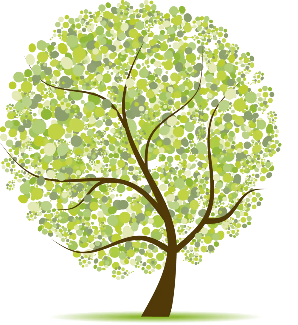 Green Tree with Circle-Like Leaves Illustration