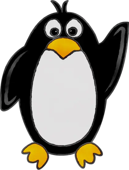Cute Penguin Cartoon with Yellow Feet