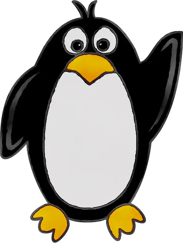 Cute Penguin Cartoon with Yellow Feet