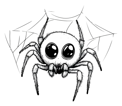 Adorable Cartoon Spider with Web