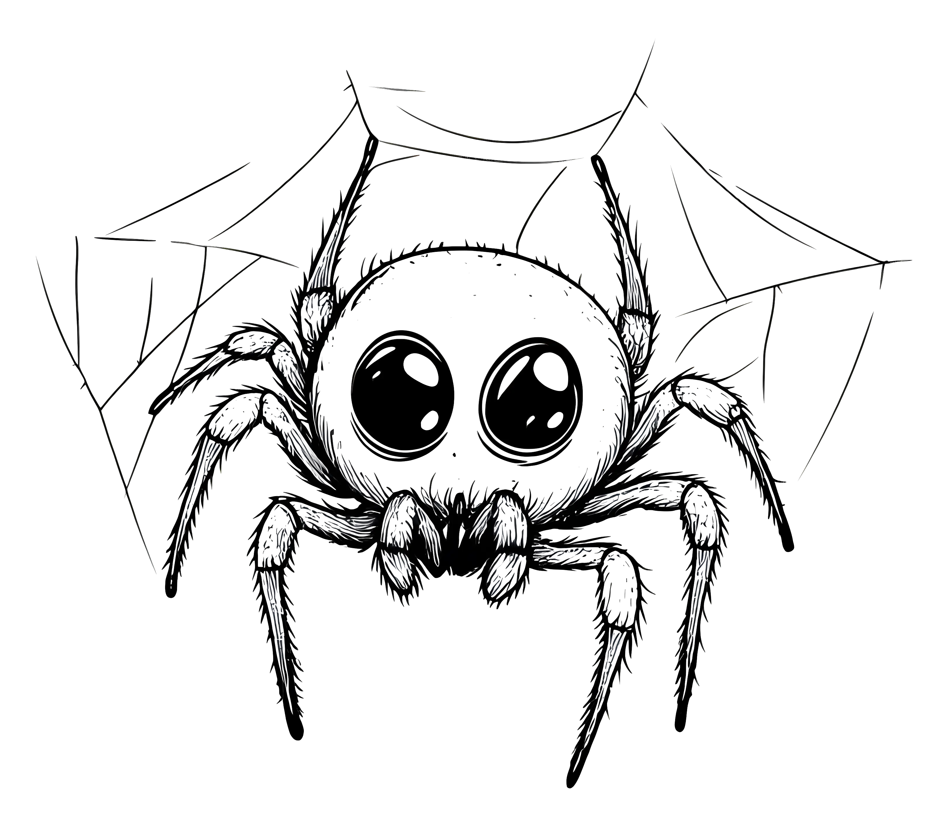 Adorable Cartoon Spider with Web
