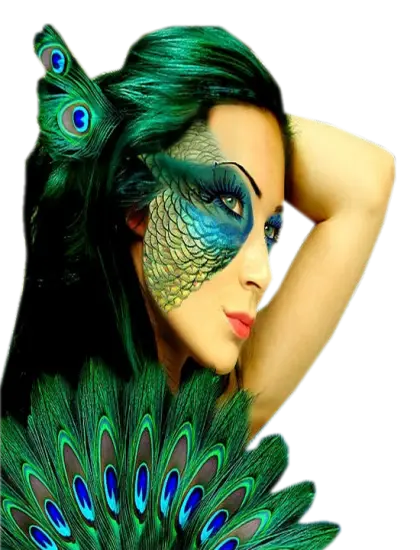 Fantasy Peacock Woman with Artistic Makeup