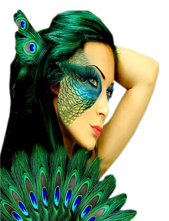 Fantasy Peacock Woman with Artistic Makeup
