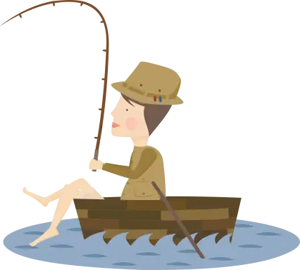 Cartoon Fisherman in Boat