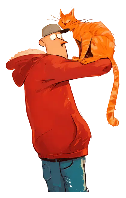 Man Holding an Orange Cat