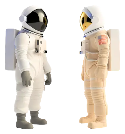Two Astronauts in Space Suits