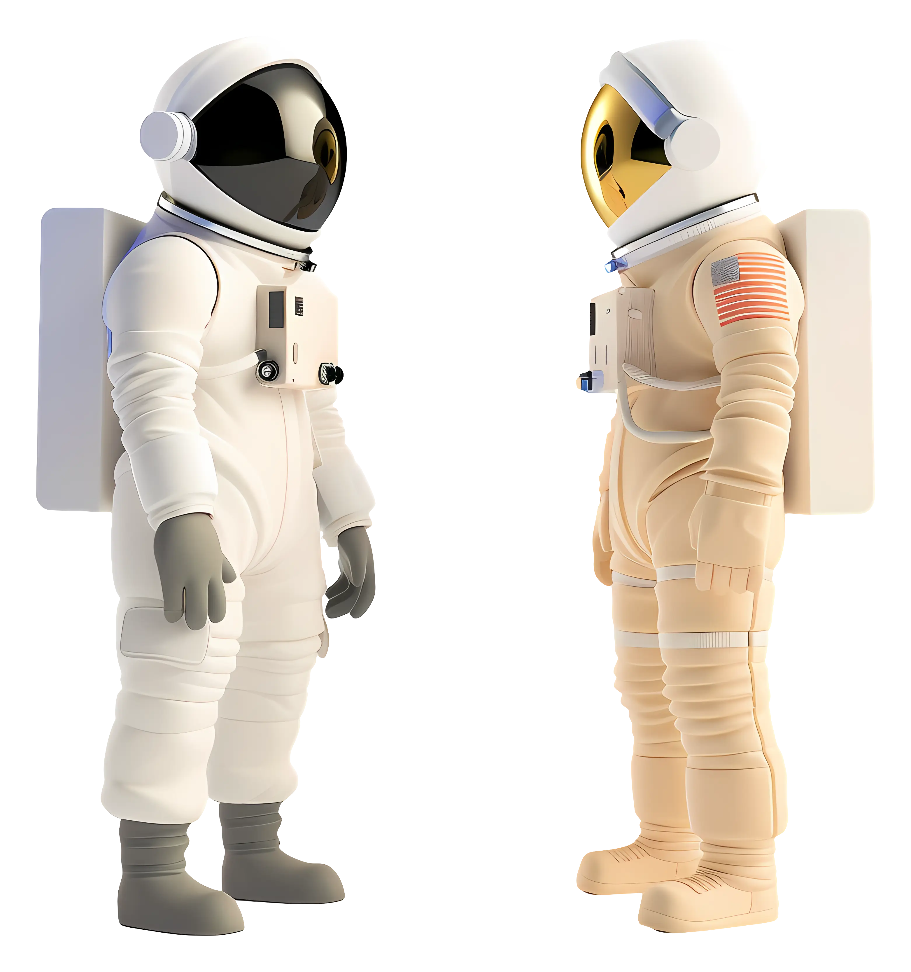 Two Astronauts in Space Suits