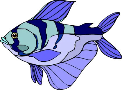 Blue Fish Illustration with Vibrant Scales
