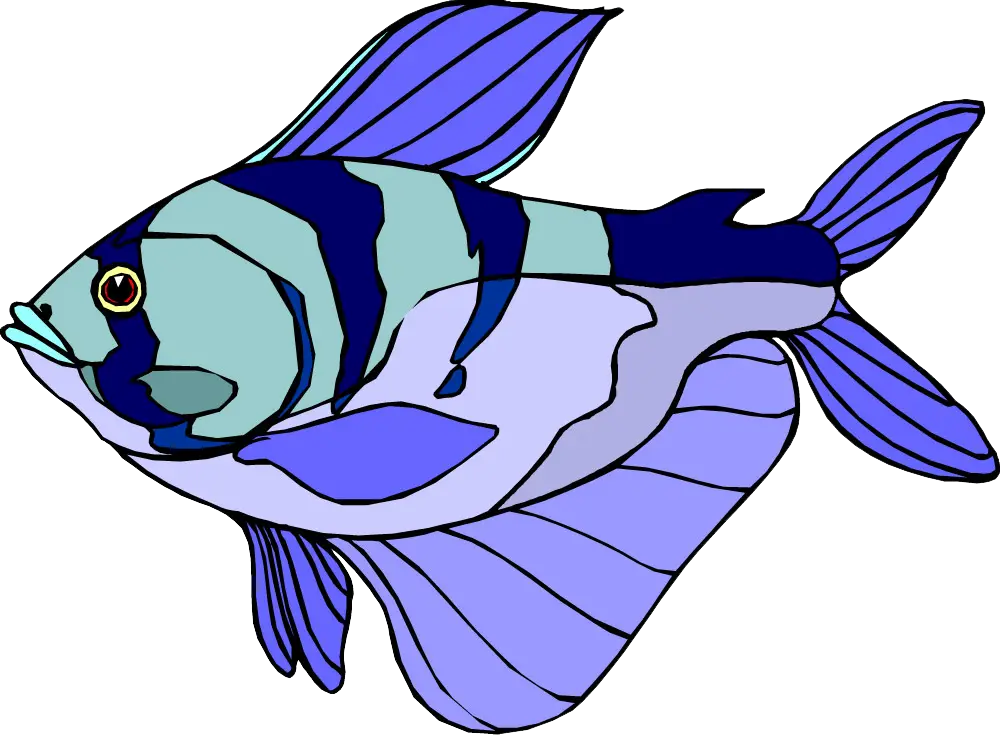 Blue Fish Illustration with Vibrant Scales