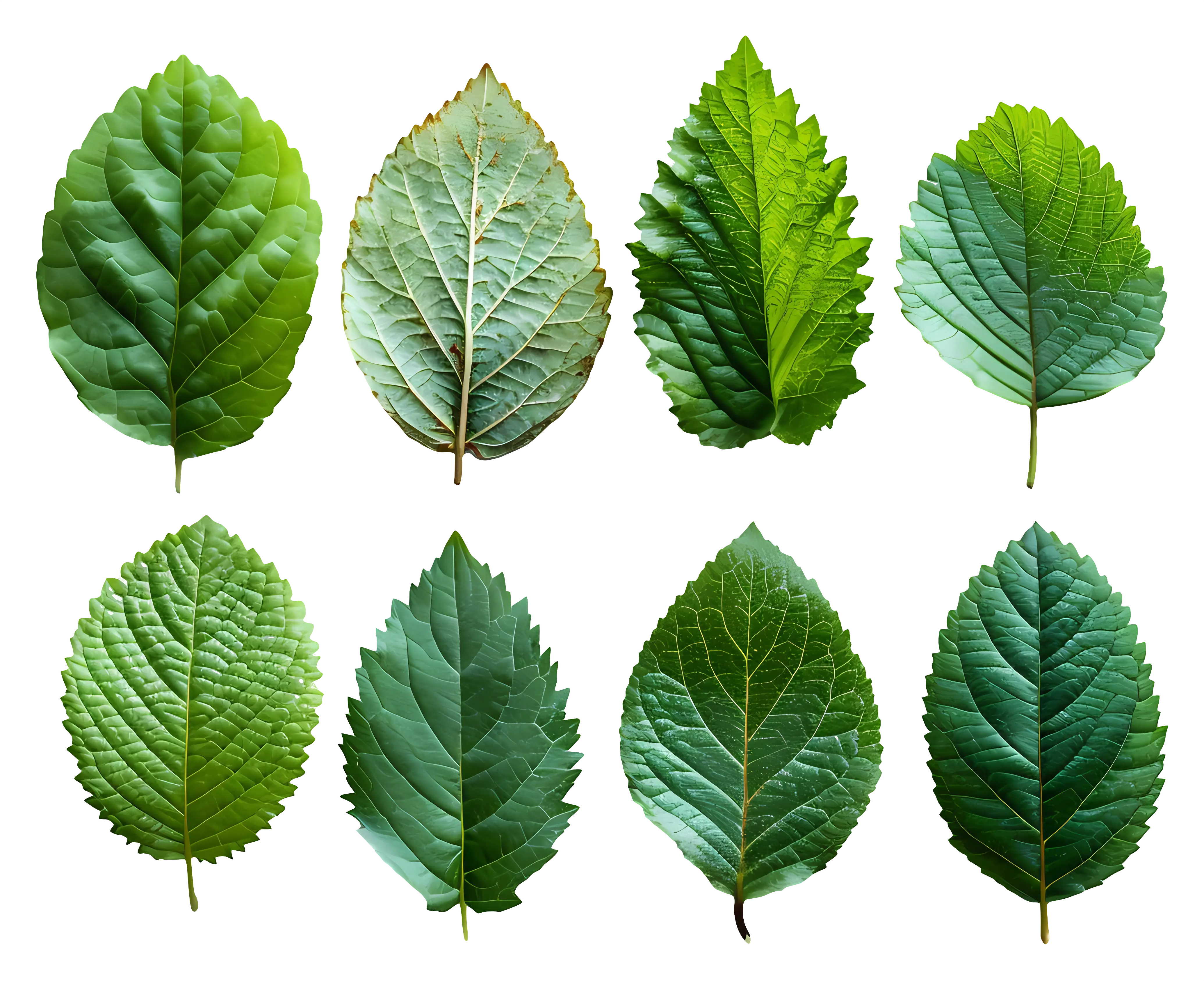 Detailed Illustration of Realistic Green Leaves