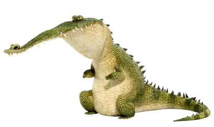 Cartoon Illustration of a Green Crocodile
