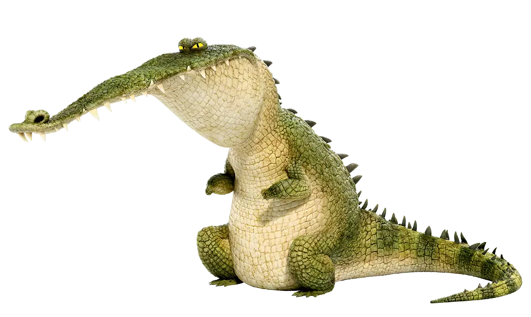 Cartoon Illustration of a Green Crocodile