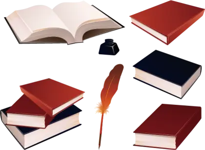 Books and Quill Writing Illustration