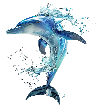 Dolphin with Water Splash Illustration